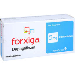 Abbildung: Forxiga 5 mg Filmtabletten 98 St, Filmtabletten PZN 16832659