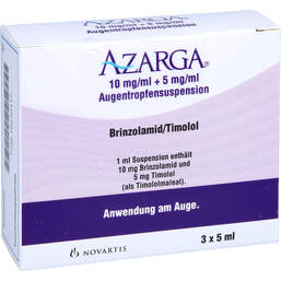 Abbildung: Azarga 10 mg / ml + 5 mg / ml Augentropfensuspension 3X5 ml, Augentropfen PZN 16840417