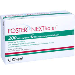 Abbildung: Foster Nexthaler 200 / 6 µg 120 ED Inhalationspulver 1 St, Inhalationspulver PZN 16841150