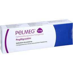 Abbildung: Pelmeg 6 mg Injektionslösung Fertigspritze mit autom.Nadels. 1 St, Injektionslösung PZN 16850048