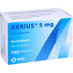 Abbildung: Aerius 5 mg Filmtabletten 100 St, Filmtabletten PZN 16850166