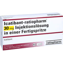 Abbildung: Icatibant-ratiopharm 30 mg Injektionslösung i.e.F.-Sp. 3 St, Injektionslösung in einer Fertigspritze PZN 16850640