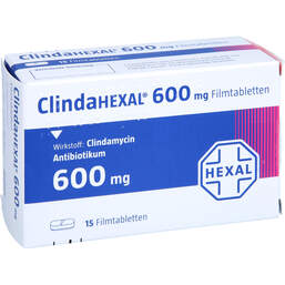 Abbildung: Clindahexal 600 mg Filmtabletten 15 St, Filmtabletten PZN 16851875