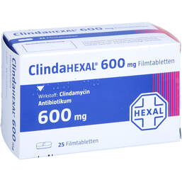 Abbildung: Clindahexal 600 mg Filmtabletten 25 St, Filmtabletten PZN 16851881