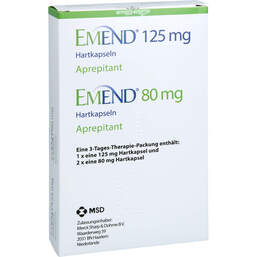 Abbildung: Emend 125 mg / 80 mg Hartkapseln 3 St, Hartkapseln PZN 16861891