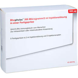 Abbildung: Rhophylac 300 µg / 2 ml Injektionslösung in Fertigspritze 5X2 ml, Injektionslösung PZN 16863878