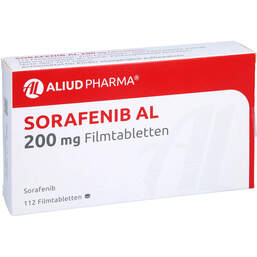 Abbildung: Sorafenib AL 200 mg Filmtabletten 112 St, Filmtabletten PZN 16866055