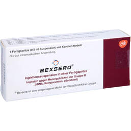 Abbildung: Bexsero Injektionssuspension in Fertigspritzen 1X0.5 ml, Injektionssuspension PZN 16866078