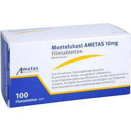 Abbildung: Montelukast Ametas 10 mg Filmtabletten 100 St, Filmtabletten PZN 16867356