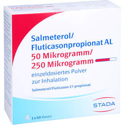 Abbildung: Salmeterol / Fluticasonpropionat AL 50µg / 250µg STADA 1X60 St, Inhalationspulver PZN 16875108