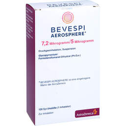 Abbildung: Bevespi Aerosphere 7,2 µg / 5 µg Dru.Gasinh.120Hub 1 St, Dosieraerosol PZN 16875189