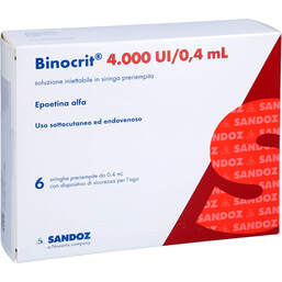 Abbildung: Binocrit 4.000 I.E. / 0,4 ml Injektionslösung in einer Fertigspritze  6X0.4 ml, Injektionslösung in einer Fertigspritze PZN 16878213
