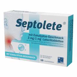 Abbildung: Septolete® mit Eukalyptus-Geschmack Lutschtablette Lutschtabletten, 16 St PZN 16885213