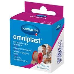 Abbildung: omniplast® Selbstklebendes Textilband 2,5 cm x 5 m 1 St, Pflaster PZN 16885874
