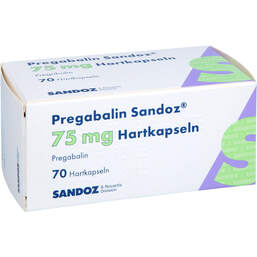 Abbildung: Pregabalin Sandoz 75 mg Hartkapseln 70 St, Hartkapseln PZN 16887040
