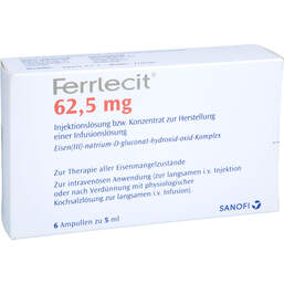 Abbildung: Ferrlecit 62,5 mg Ampullen 6X5 ml, Ampullen PZN 16887548