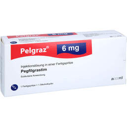 Abbildung: Pelgraz 6 mg Injektionslösung Fertigspritze mit autom.Nadels. 1 St, Injektionslösung PZN 16888743