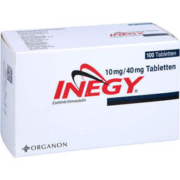 Abbildung: Inegy 10 mg / 40 mg Tabletten 100 St, Tabletten PZN 16888766