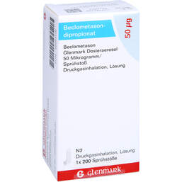 Abbildung: Beclometason Glenmark Dosieraerosol 50 µg / Sprü.St 1 St, Dosieraerosol PZN 16894146