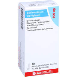 Abbildung: Beclometason Glenmark Dosieraerosol 100 µg / Sprü.St 1 St, Dosieraerosol PZN 16894152