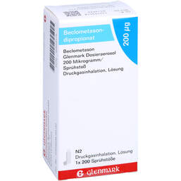 Abbildung: Beclometason Glenmark Dosieraerosol 200 µg / Sprü.St 1 St, Dosieraerosol PZN 16894175