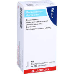 Abbildung: Beclometason Glenmark Dosieraerosol 250 µg / Sprü.St 1 St, Dosieraerosol PZN 16894212