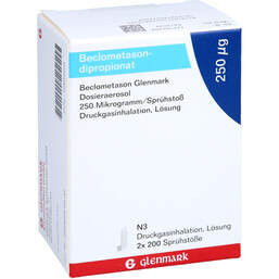 Abbildung: Beclometason Glenmark Dosieraerosol 250 µg / Sprü.St 2 St, Dosieraerosol PZN 16894229