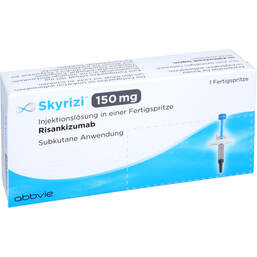Abbildung: Skyrizi 150 mg Injektionslösung in einer Fertigspritze 1 St, Injektionslösung PZN 16902087