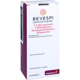 Abbildung: Bevespi Aerosphere 7,2 µg / 5 µg Dru.Gasinh.120Hub 1 St, Dosieraerosol PZN 16904494