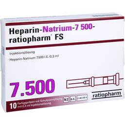 Abbildung: Heparin-Natrium-7.500-ratiopharm Injektionslösung F.-Sp.mit SD 10 St, Injektionslösung PZN 16910224