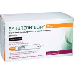 Abbildung: Bydureon 2 mg Depot-Injektion Suspension in einem Fertigpen Bcise 3X4 St, Depot-Injektionssuspension PZN 16910276