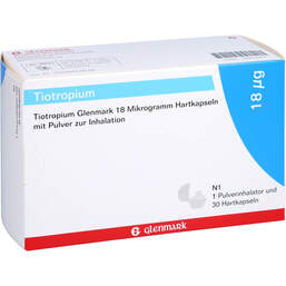 Abbildung: Tiotropium Glenmark 18 µg Hkp.mit Pulver zur Inh. + Inhaler 30 St, Hartkapseln mit Pulver zur Inhalation PZN 16912849