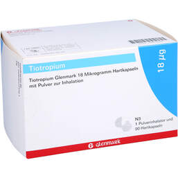Abbildung: Tiotropium Glenmark 18 µg Hkp.mit Pulver zur Inh. + Inhaler 90 St, Hartkapseln mit Pulver zur Inhalation PZN 16912884