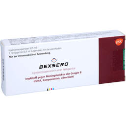 Abbildung: Bexsero Injektionssuspension in Fertigspritzen 1X0.5 ml, Injektionssuspension PZN 16923563