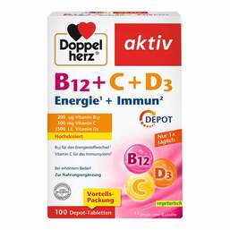Abbildung: Doppelherz B12 + C + D3 Depot aktiv Tabletten Tabletten, 100 St PZN 16926521