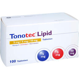 Abbildung: Tonotec Lipid 5 mg / 5 mg / 10 mg Tabletten 100 St, Tabletten PZN 16926627