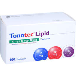 Abbildung: Tonotec Lipid 10 mg / 10 mg / 20 mg Tabletten 100 St, Tabletten PZN 16926716