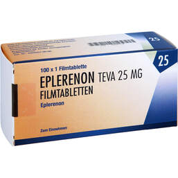 Abbildung: Eplerenon Teva 25 mg Filmtabletten 100 St, Filmtabletten PZN 16934118