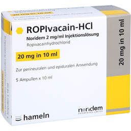 Abbildung: Ropivacain-HCL Noridem 2 mg / ml Injektionslösung 5X10 ml, Injektionslösung PZN 16936821