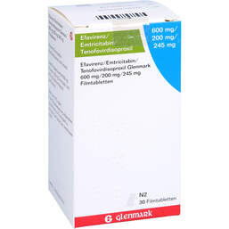 Abbildung: Efavirenz / Emtricitabin / Tenofovi.Glenma.600 / 200 / 245 30 St, Filmtabletten PZN 16937045