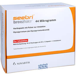 Abbildung: Seebri Breezhaler 44 Mikrogramm Hartk.mit Pulver zur Inh. 3X30 St, Hartkapseln mit Pulver zur Inhalation PZN 16939736
