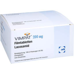 Abbildung: Vimpat 200 mg Filmtabletten 168 St, Filmtabletten PZN 16939742