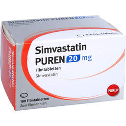 Abbildung: Simvastatin Puren 20 mg Filmtabletten 100 St, Filmtabletten PZN 16958521