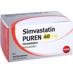 Abbildung: Simvastatin Puren 40 mg Filmtabletten 100 St, Filmtabletten PZN 16958567