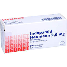 Abbildung: Indapamid Heumann 2,5 mg Filmtabletten Heunet 50 St, Filmtabletten PZN 17147894