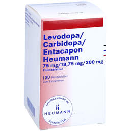 Abbildung: Levodopa / Carbidopa / Entacapon Heumann 75 / 18,75 / 200 100 St, Filmtabletten PZN 17148847