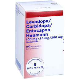 Abbildung: Levodopa / Carbidopa / Entacapon Heumann 100 / 25 / 200 100 St, Filmtabletten PZN 17148882