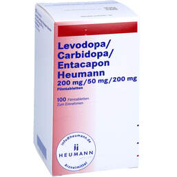 Abbildung: Levodopa / Carbidopa / Entacapon Heumann 200 / 50 / 200 100 St, Filmtabletten PZN 17149019