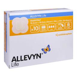 Abbildung: Allevyn Life 10,3x10,3 cm Silikonschaumverband 10 St, Verband PZN 17163551