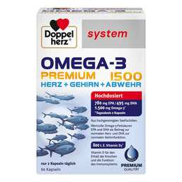 Abbildung: Doppelherz Omega-3 Premium 1500 system Kapseln Kapseln, 60 St PZN 17173986